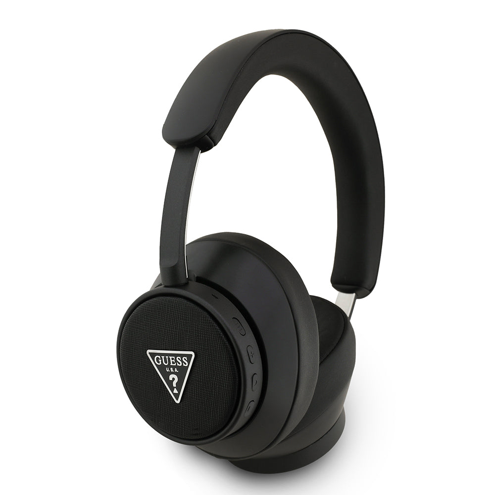 Guess ENC Teknolojili Üçgen Logolu Saffiano Kulak Üstü Bluetooth Kulaklık Siyah