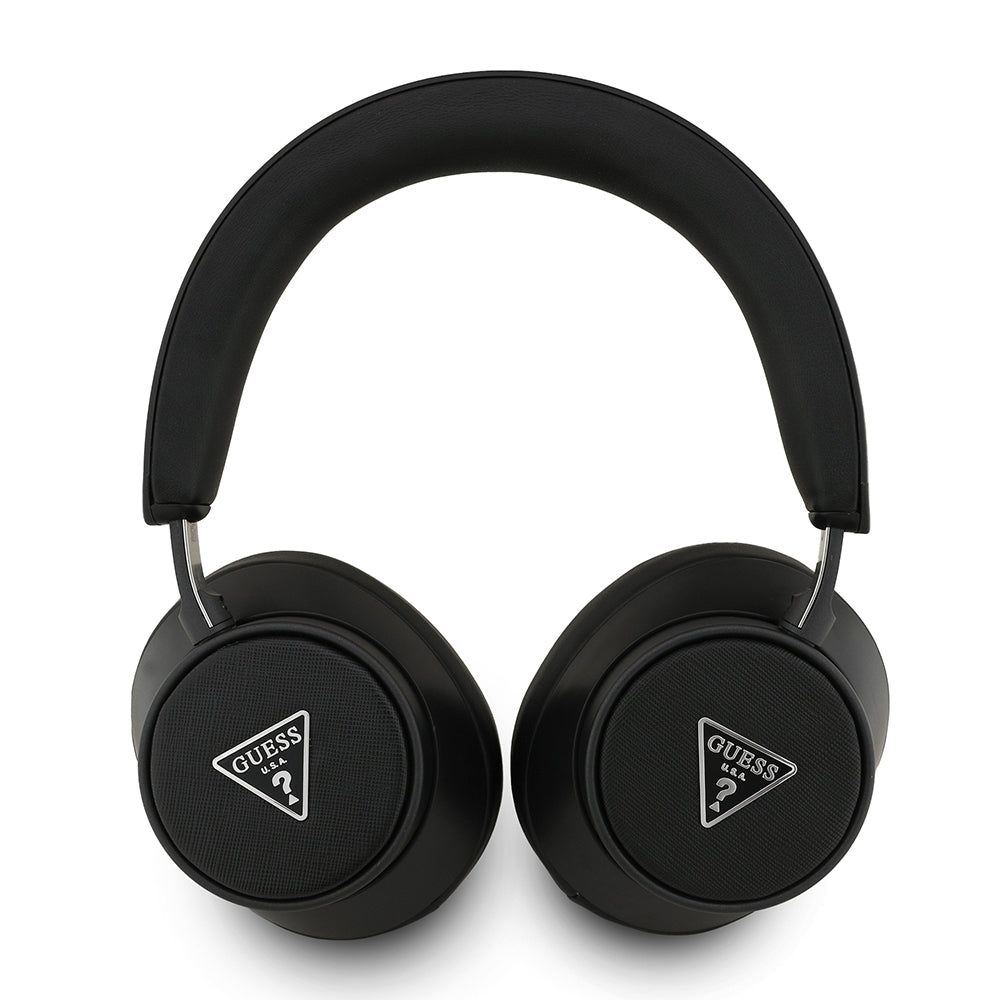 Guess ENC Teknolojili Üçgen Logolu Saffiano Kulak Üstü Bluetooth Kulaklık Siyah
