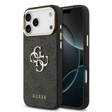 Apple iPhone 17 Pro Max Kılıf Guess Gold Metal Kamera Çerçeveli Büyük 4G ve Yazı Logolu Kapak Siyah
