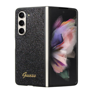 Galaxy Z Fold 5 Kılıf Guess Yazı Logolu Glitter Script Kapak Siyah
