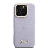 Apple iPhone 16 Pro Max Kılıf Guess M-safe Şarj Özellikli Kamera Standlı Peony Kapak PU Deri Mor