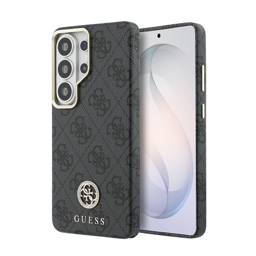 Galaxy S26 Ultra Kılıf Guess M-safe Uyumlu Taşlı Yuvarlak 4G Logolu Kapak Siyah