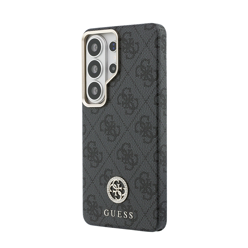 Galaxy S26 Ultra Kılıf Guess M-safe Uyumlu Taşlı Yuvarlak 4G Logolu Kapak Siyah