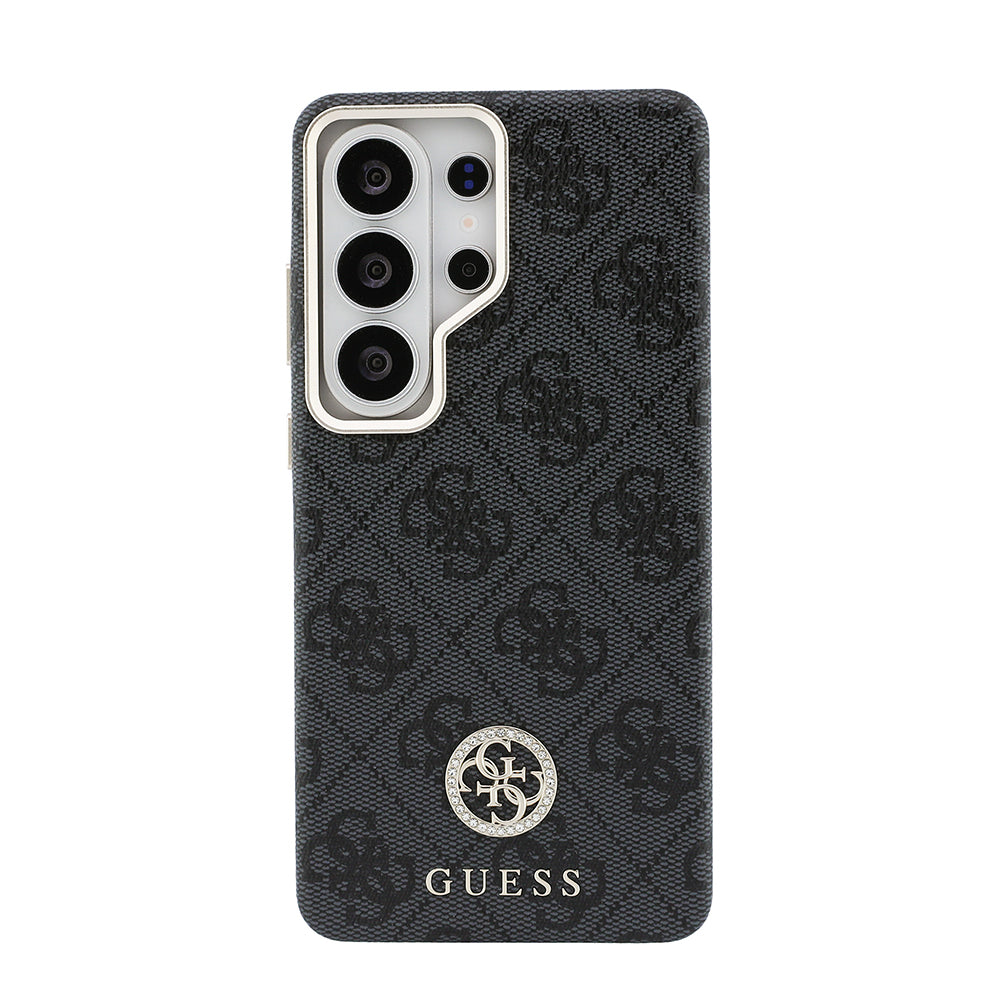 Galaxy S26 Ultra Kılıf Guess M-safe Uyumlu Taşlı Yuvarlak 4G Logolu Kapak Siyah