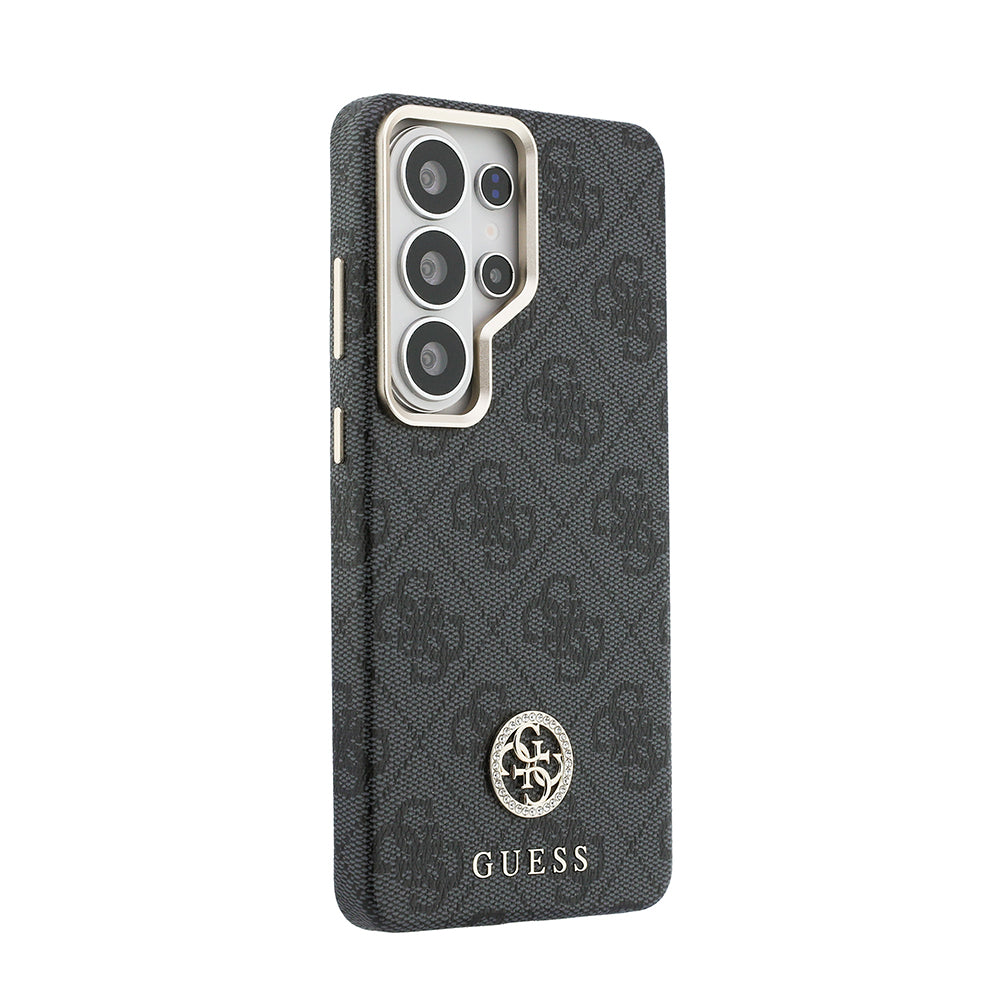 Galaxy S26 Ultra Kılıf Guess M-safe Uyumlu Taşlı Yuvarlak 4G Logolu Kapak Siyah