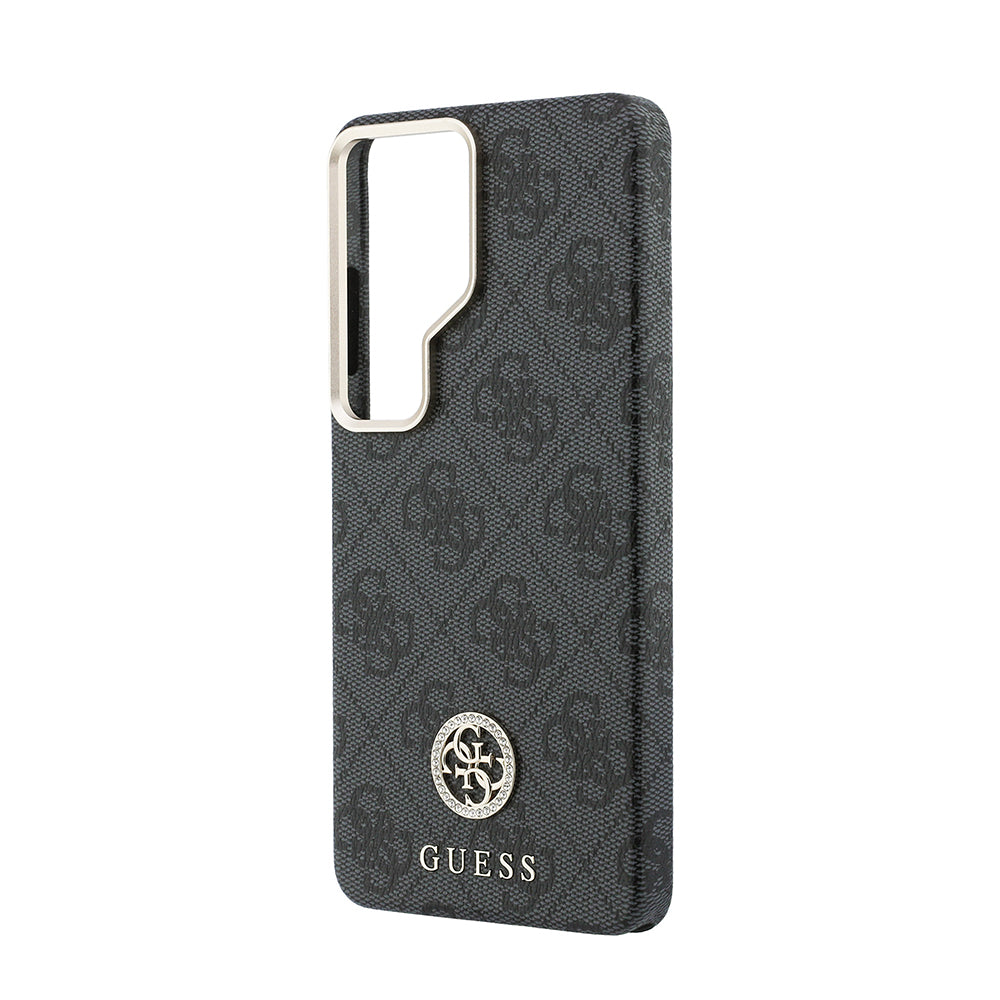 Galaxy S26 Ultra Kılıf Guess M-safe Uyumlu Taşlı Yuvarlak 4G Logolu Kapak Siyah