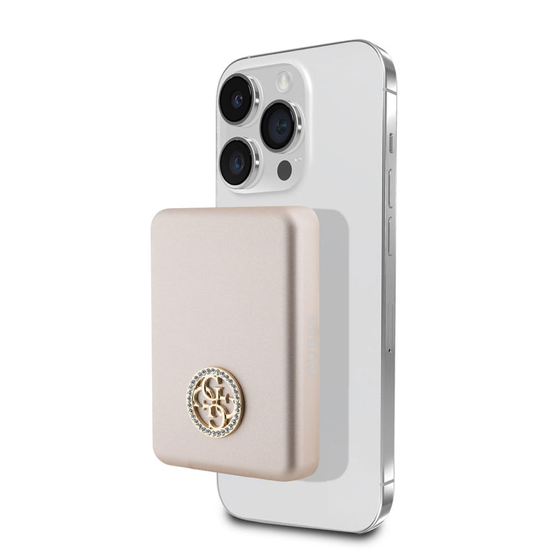 Guess Magsafe Şarj Özellikli Taşlı 4G Logolu Powerbank 3000mAh 5W Gold