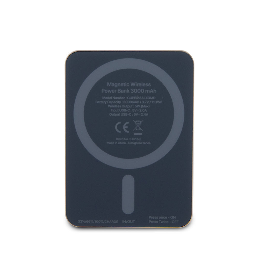 Guess Magsafe Şarj Özellikli Taşlı 4G Logolu Powerbank 3000mAh 5W Gold