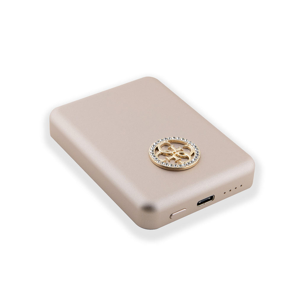 Guess Magsafe Şarj Özellikli Taşlı 4G Logolu Powerbank 3000mAh 5W Gold