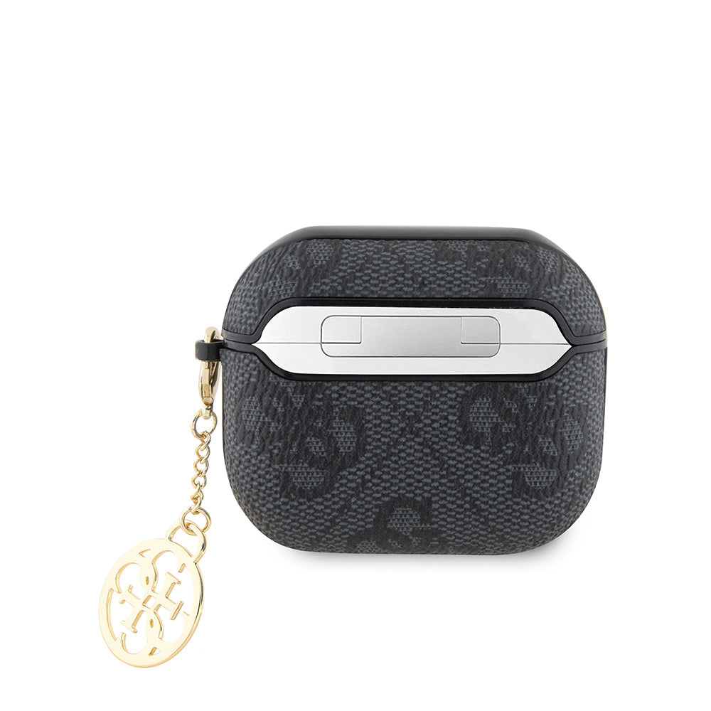 Apple Airpods 3.Nesil Kılıf Guess 4G Desenli Sade Askılı Kılıf Siyah