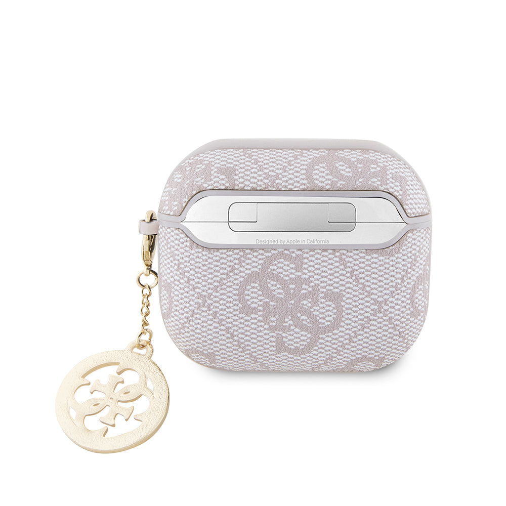 Apple Airpods 3.Nesil Kılıf Guess 4G Desenli Taşlı Zincirli Kapak Pembe