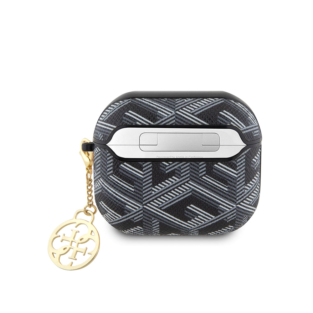 Apple Airpods 3.Nesil Kılıf Guess G Cube Desenli 4G Süs Zincirli Kapak Siyah