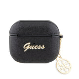 Apple Airpods 3. Nesil Kılıf Guess Glitter Logolu 4G Charm Kulaklık Kılıfı Siyah