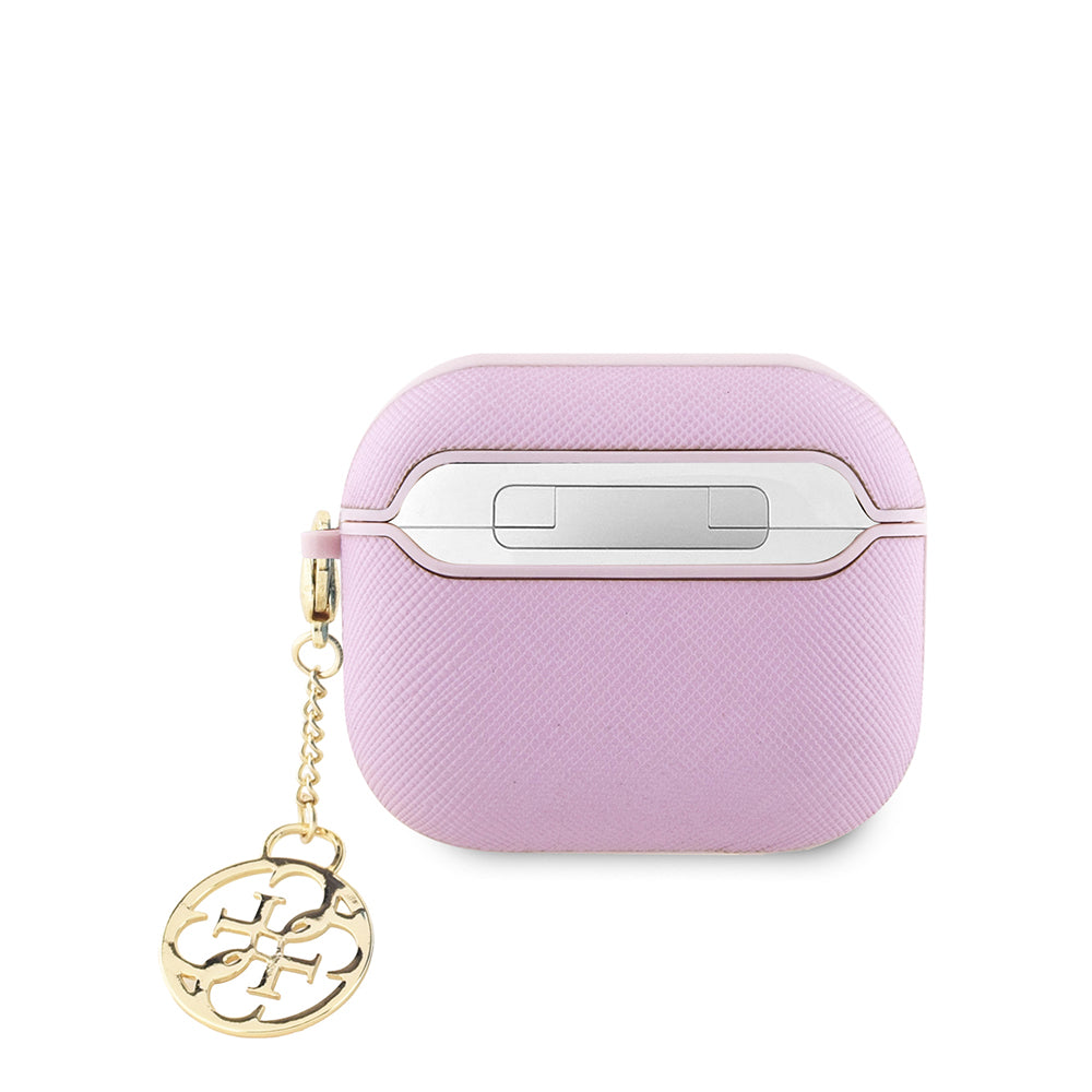 Apple Airpods 3.Nesil Kılıf Guess Süs Zincirli Saffiano Kılıf Pembe