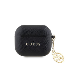 Apple Airpods 3.Nesil Kılıf Guess Süs Zincirli Saffiano Kılıf Siyah