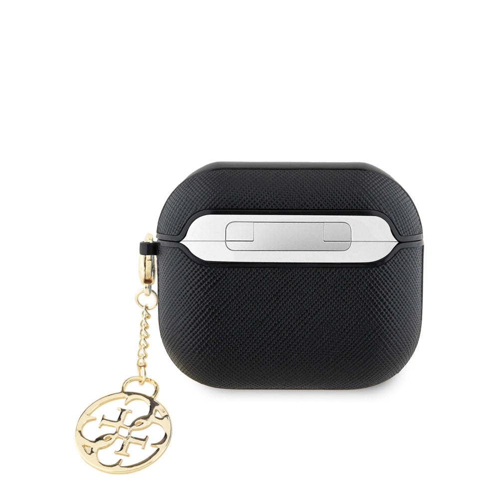 Apple Airpods 3.Nesil Kılıf Guess Süs Zincirli Saffiano Kılıf Siyah