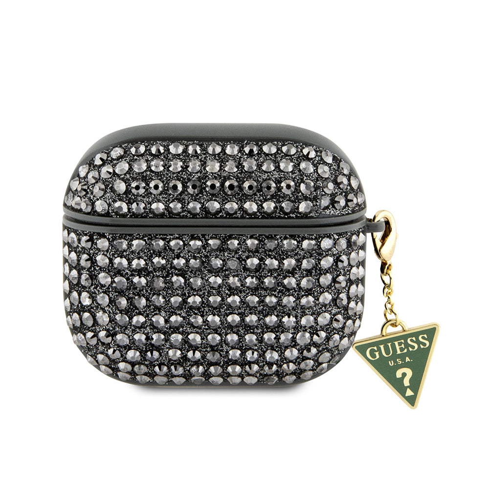 Apple Airpods 3.Nesil Kılıf Guess Taş Kaplamalı Üçgen Logolu Kapak Haki