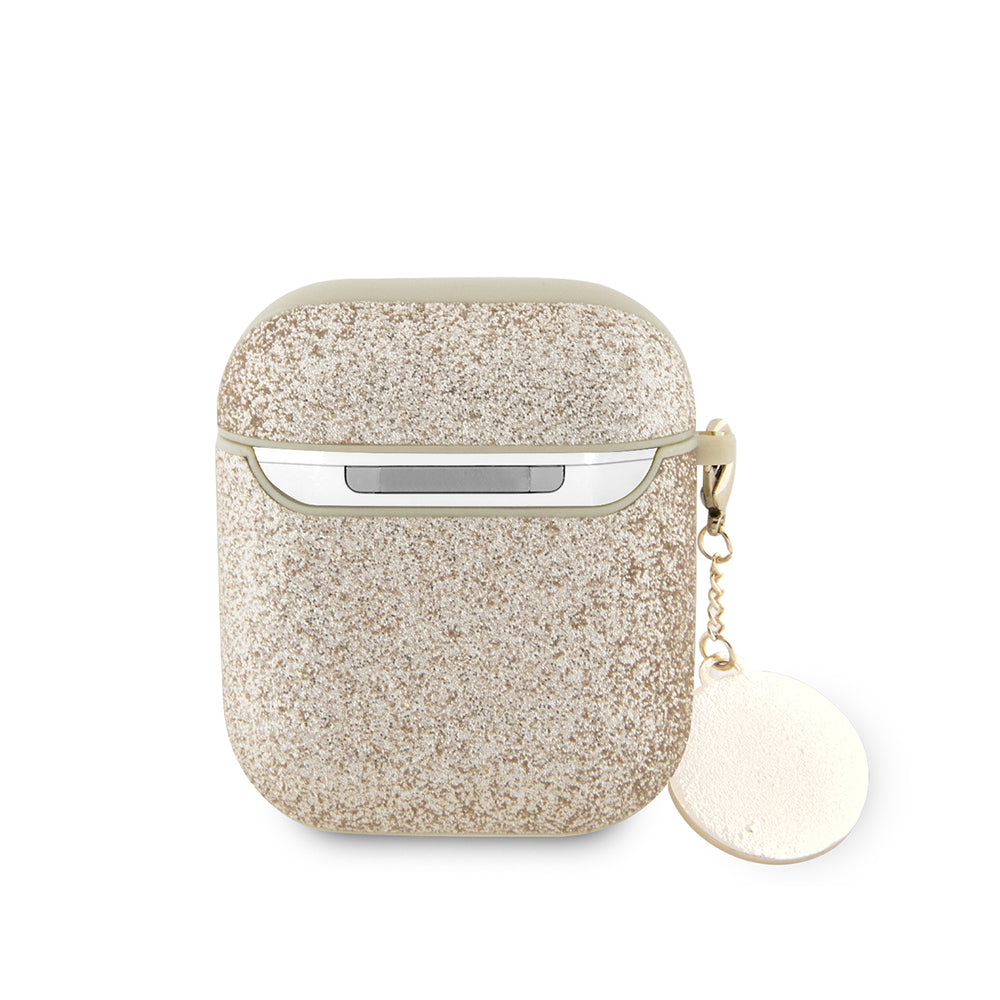 Apple Airpods Kılıf Guess Glitter Elmas Kalp Zincirli Kapak Gold