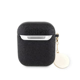 Apple Airpods Kılıf Guess Glitter Elmas Kalp Zincirli Kapak Siyah