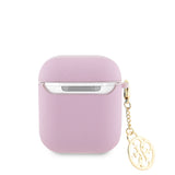 Apple Airpods Kılıf Guess Süs Zincirli Saffiano Kılıf Pembe