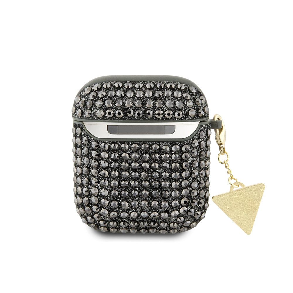 Apple Airpods Kılıf Guess Taş Kaplamalı Üçgen Logolu Kapak Haki