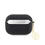 Apple Airpods Pro 2 Kılıf Guess Glitter Logolu 4G Charm Kılıf Siyah