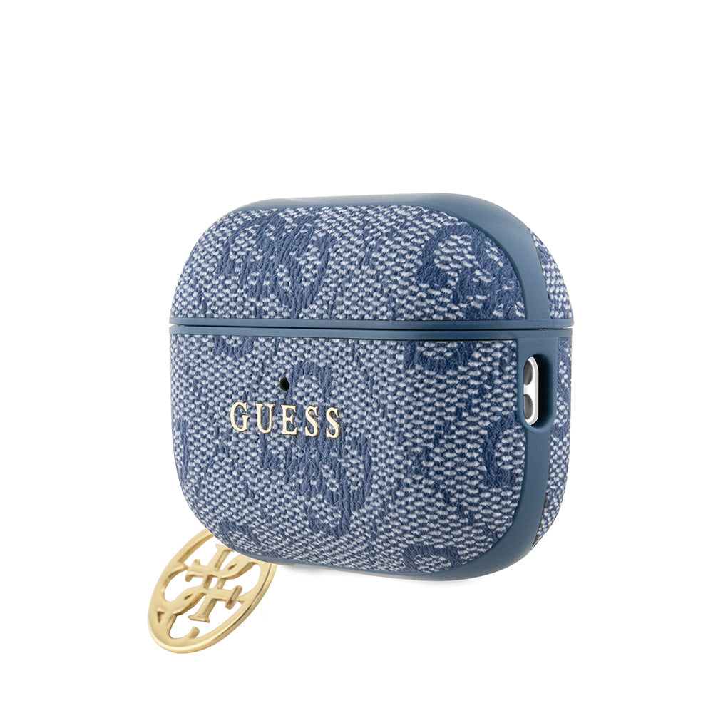 Apple Airpods Pro 2 Kılıf Guess Metal Yazı Logolu 4G Charm Kapak Mavi