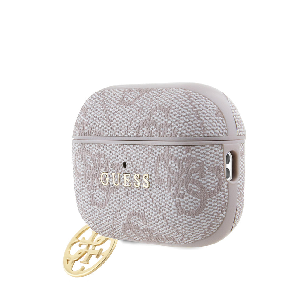 Apple Airpods Pro 2 Kılıf Guess Metal Yazı Logolu 4G Charm Kapak Pembe
