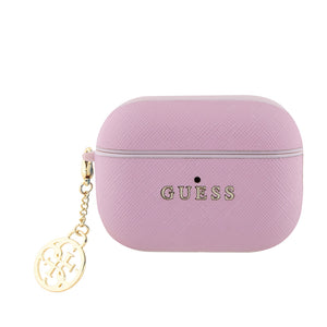 Apple Airpods Pro 2 Kılıf Guess Süs Zincirli Saffiano Kılıf Pembe
