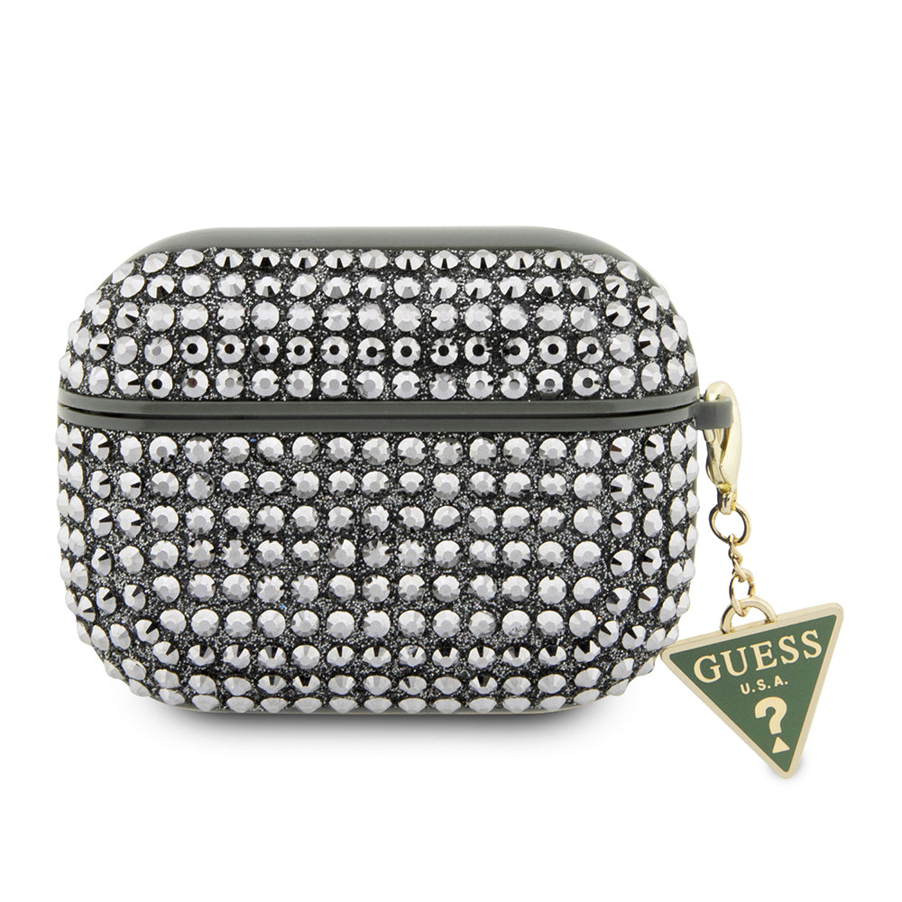 Apple Airpods Pro 2 Kılıf Guess Taş Kaplamalı Üçgen Logolu Kapak Haki