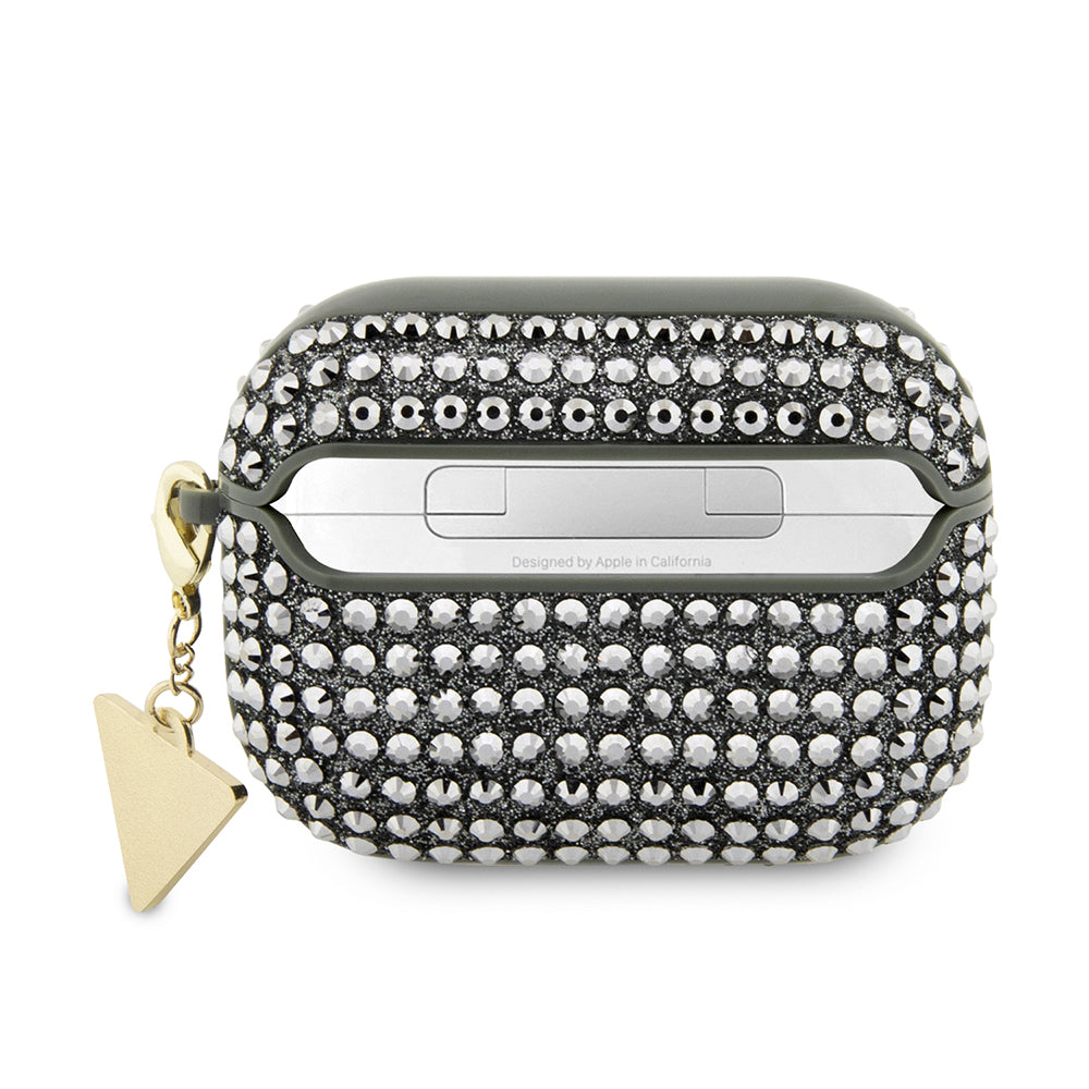 Apple Airpods Pro 2 Kılıf Guess Taş Kaplamalı Üçgen Logolu Kapak Haki