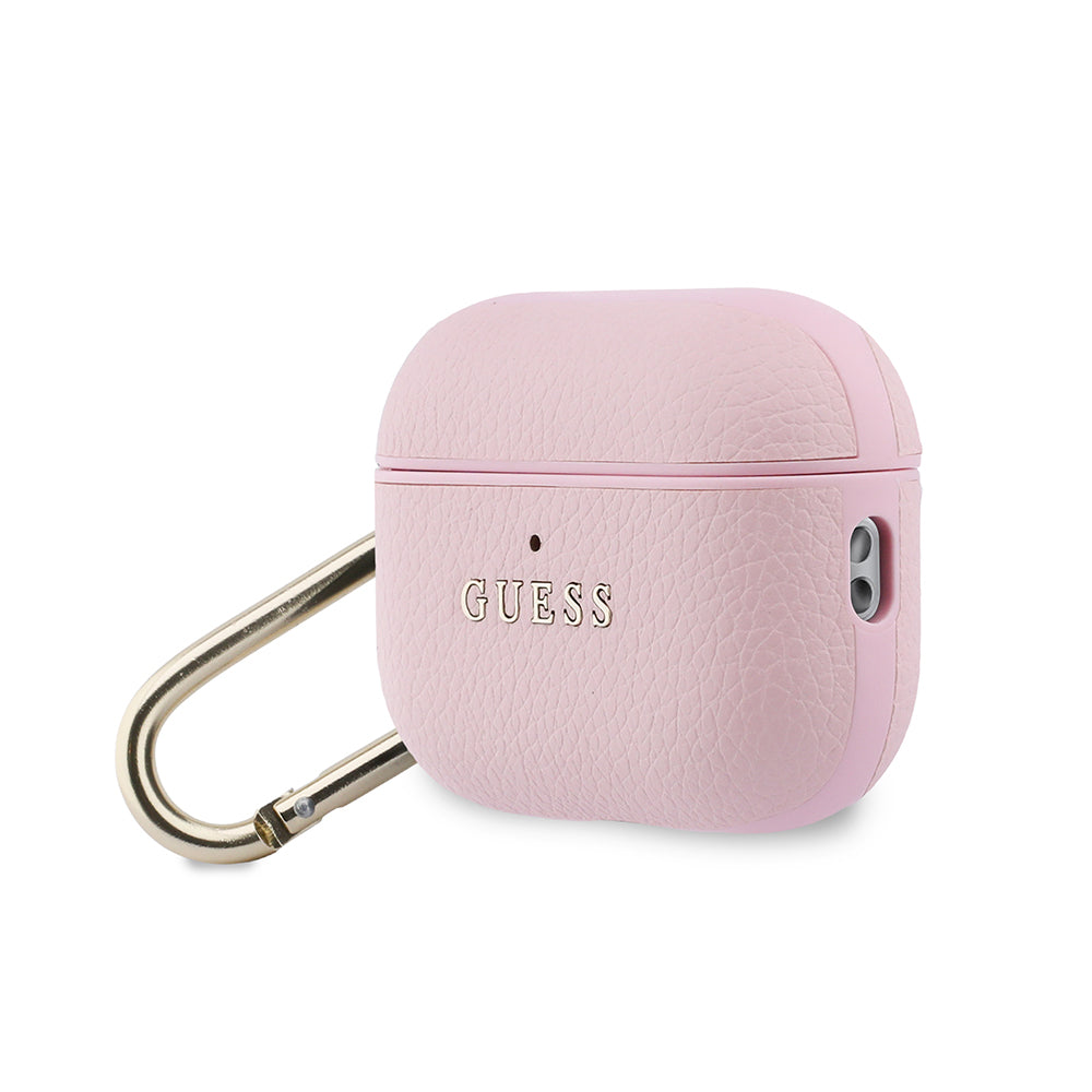 Apple Airpods Pro 3 Kılıf Guess Anahtarlıklı PU Deri Tasarım Pembe