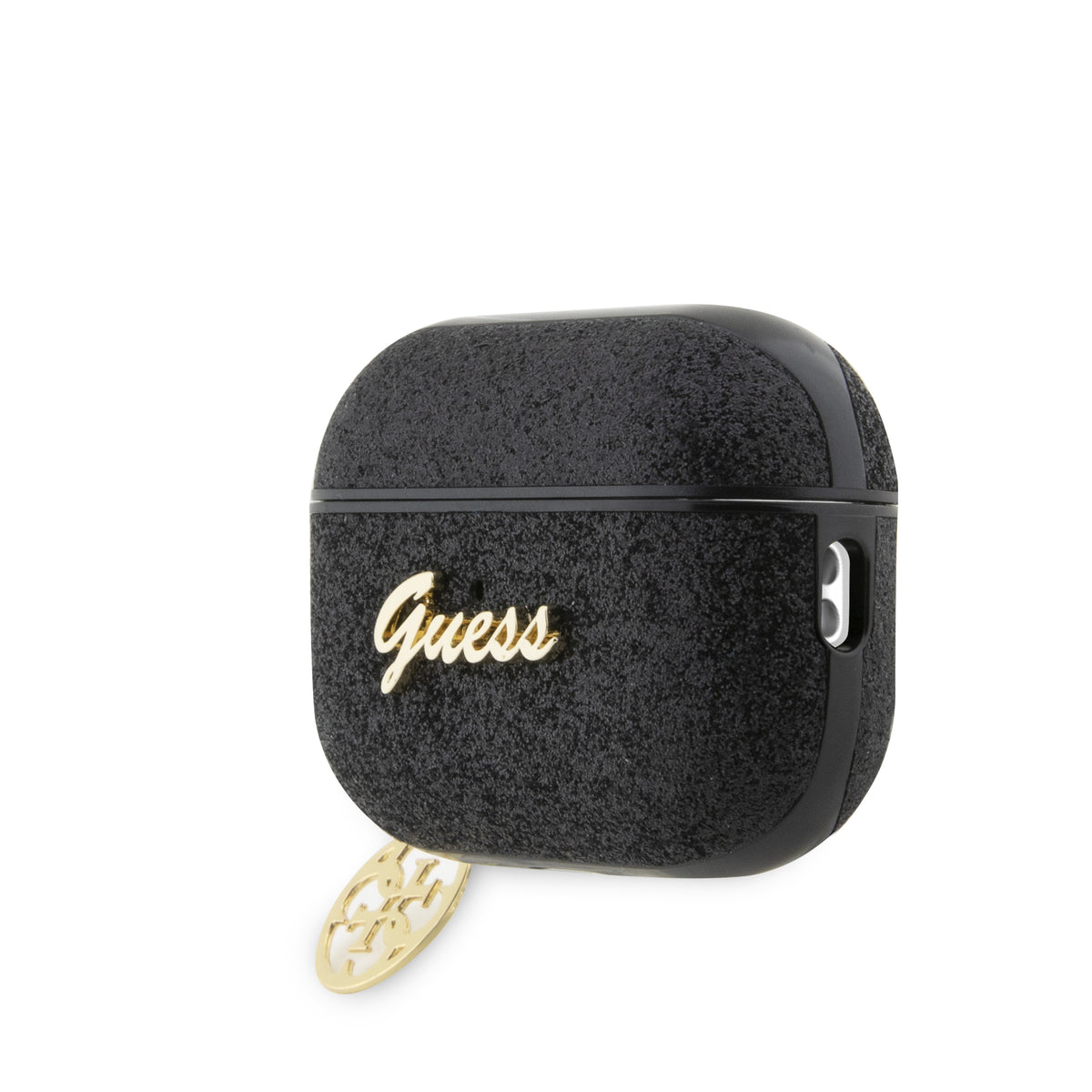 Apple Airpods Pro Kılıf Guess Glitter Logolu 4G Charm Kılıf Siyah
