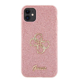 Apple iPhone 11 Kılıf Guess 4G Büyük Metal Logolu Glitter Kapak Pembe