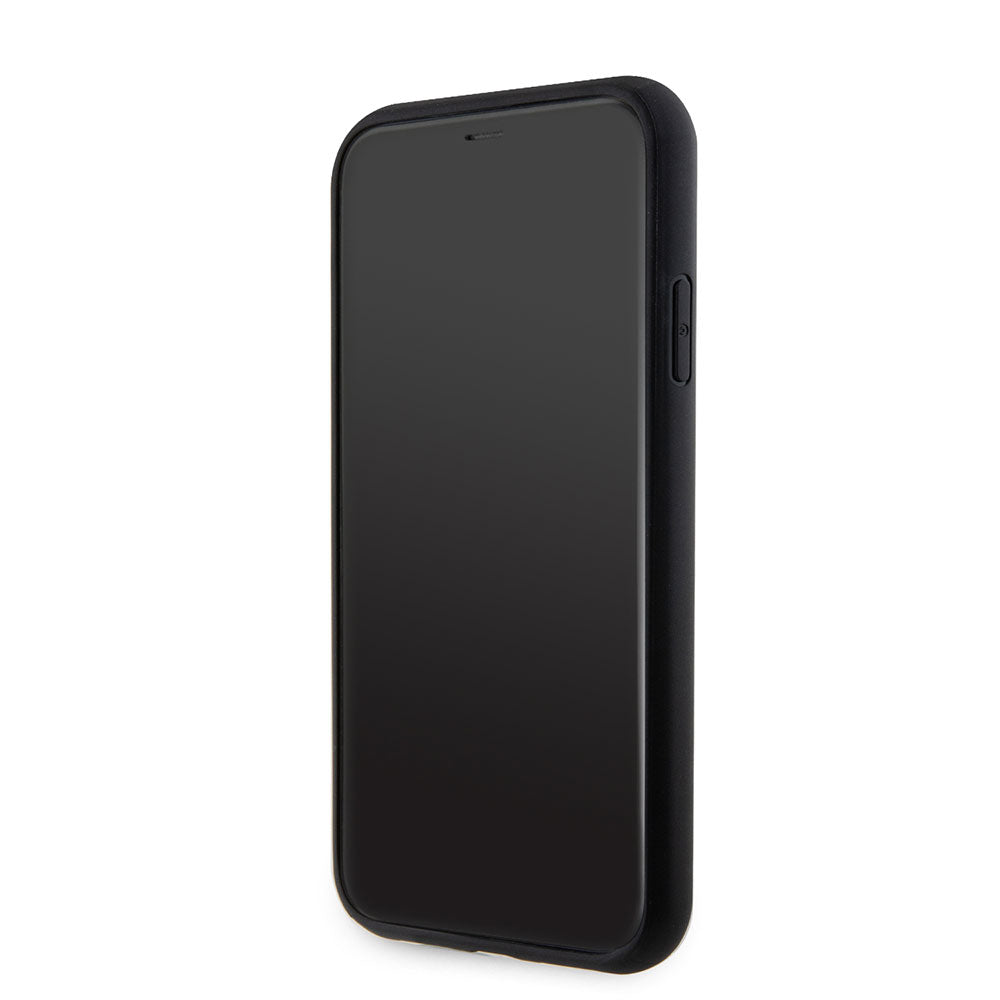 Apple iPhone 11 Kılıf Guess 4G Büyük Metal Logolu Glitter Kapak Siyah