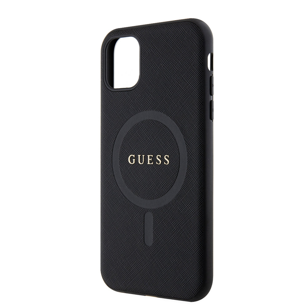 Apple iPhone 11 Kılıf Guess Magsafe Şarj Özellikli Saffiano Classic Kapak Siyah