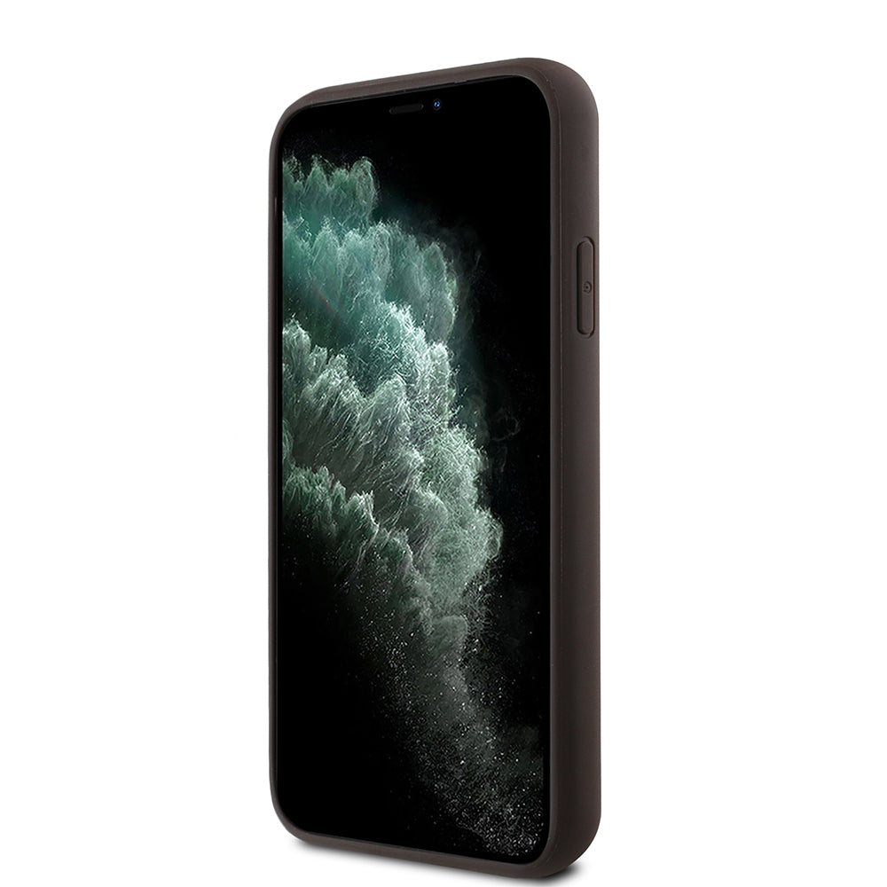 Apple iPhone 11 Kılıf Guess Magsafe Uyumlu 4G Desen Yazı Logolu Kapak Kahverengi