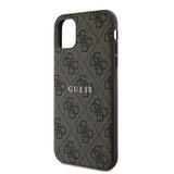 Apple iPhone 11 Kılıf Guess Magsafe Uyumlu 4G Desen Yazı Logolu Kapak Kahverengi