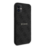 Apple iPhone 11 Kılıf Guess Magsafe Uyumlu 4G Desen Yazı Logolu Kapak Siyah