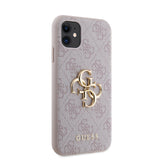 Apple iPhone 11 Kılıf Guess PU Deri Büyük Metal Logolu Kapak Pembe