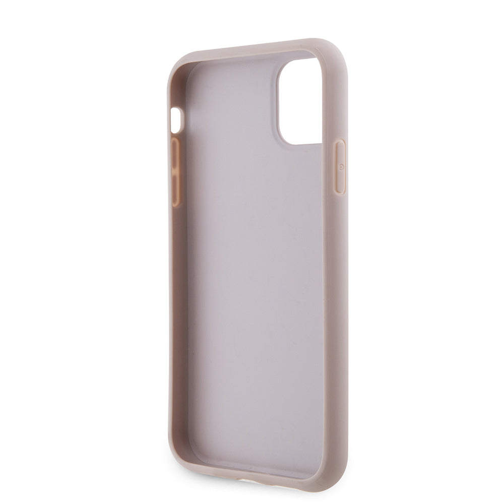 Apple iPhone 11 Kılıf Guess PU Deri Büyük Metal Logolu Kapak Pembe