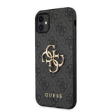 Apple iPhone 11 Kılıf Guess PU Deri Büyük Metal Logolu Kapak Siyah