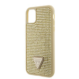 Apple iPhone 11 Kılıf Guess Taş İşlemeli Üçgen Logolu Kapak Gold