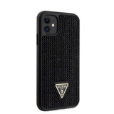 Apple iPhone 11 Kılıf Guess Taş İşlemeli Üçgen Logolu Kapak Siyah