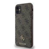 Apple iPhone 11 Kılıf Guess Magsafe Uyumlu 4G Classic Logolu Kapak Kahverengi