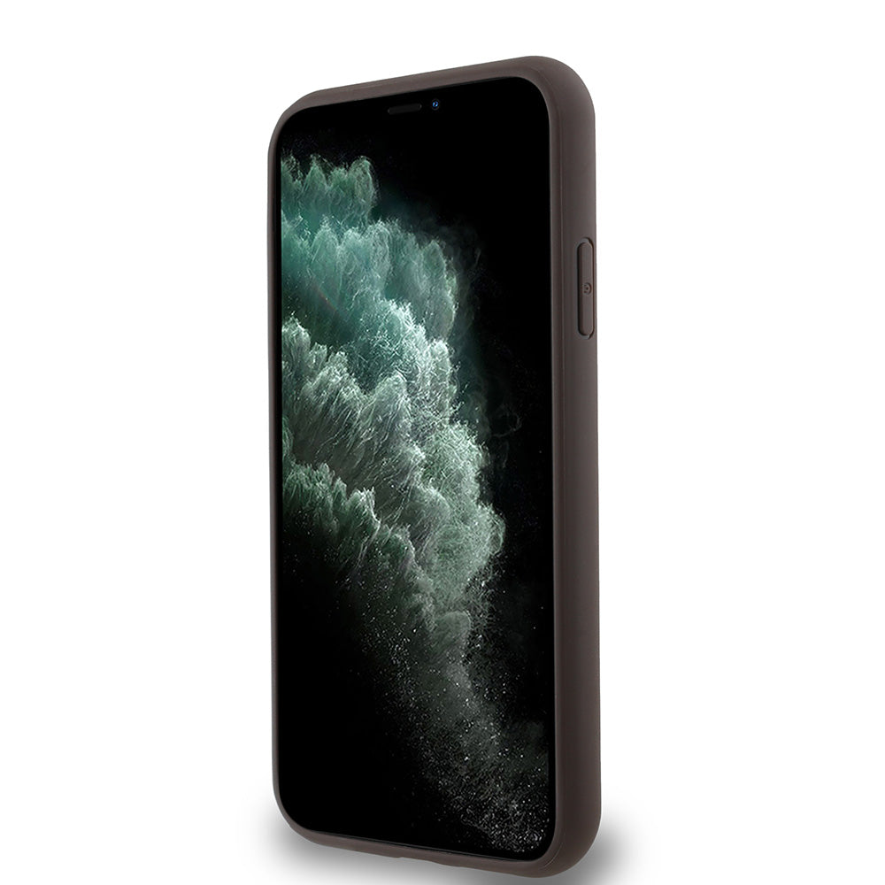 Apple iPhone 11 Kılıf Guess Magsafe Uyumlu 4G Classic Logolu Kapak Kahverengi