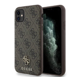 Apple iPhone 11 Kılıf Guess Magsafe Uyumlu 4G Classic Logolu Kapak Kahverengi