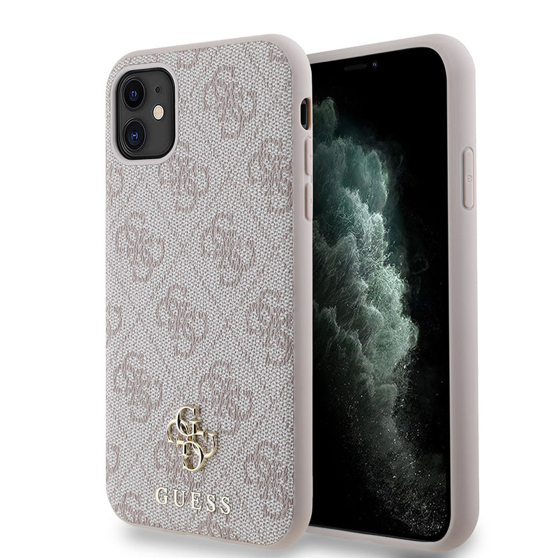 Apple iPhone 11 Kılıf Guess Magsafe Uyumlu 4G Classic Logolu Kapak Pembe