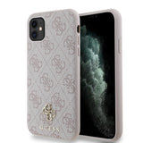 Apple iPhone 11 Kılıf Guess Magsafe Uyumlu 4G Classic Logolu Kapak Pembe