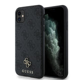 Apple iPhone 12 Kılıf Guess Magsafe Uyumlu 4G Classic Logolu Kapak Siyah